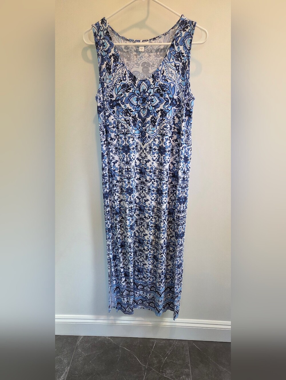 J. Jill Blue and White Floral Midi Dress